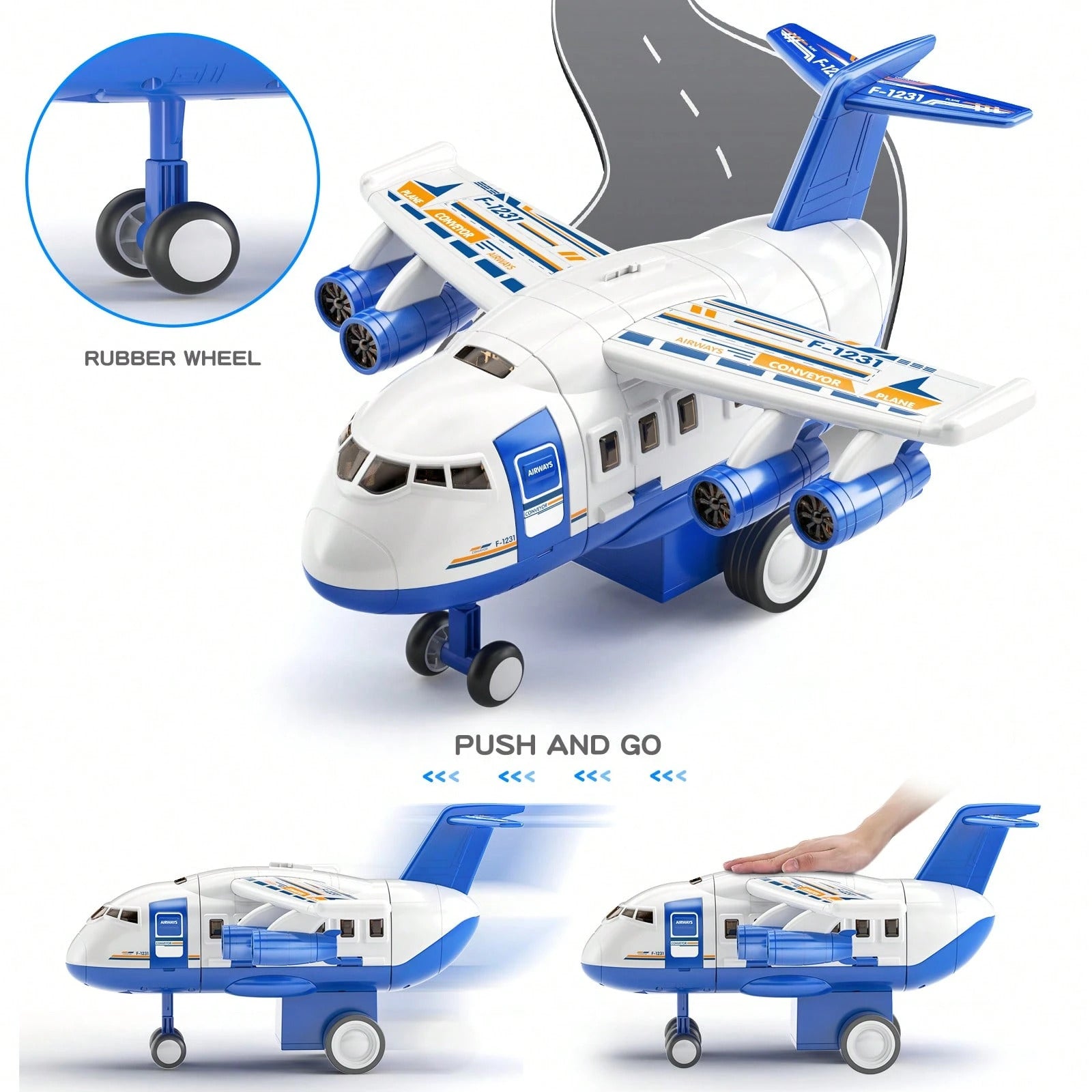 Kid's Airplane Car Toys With Music & Lighting,Two Gameplays: Aircraft Model & Track Racing Car,Science Education Toy,Christmas Birthday Gift For Kid Aged 4 5 6 7