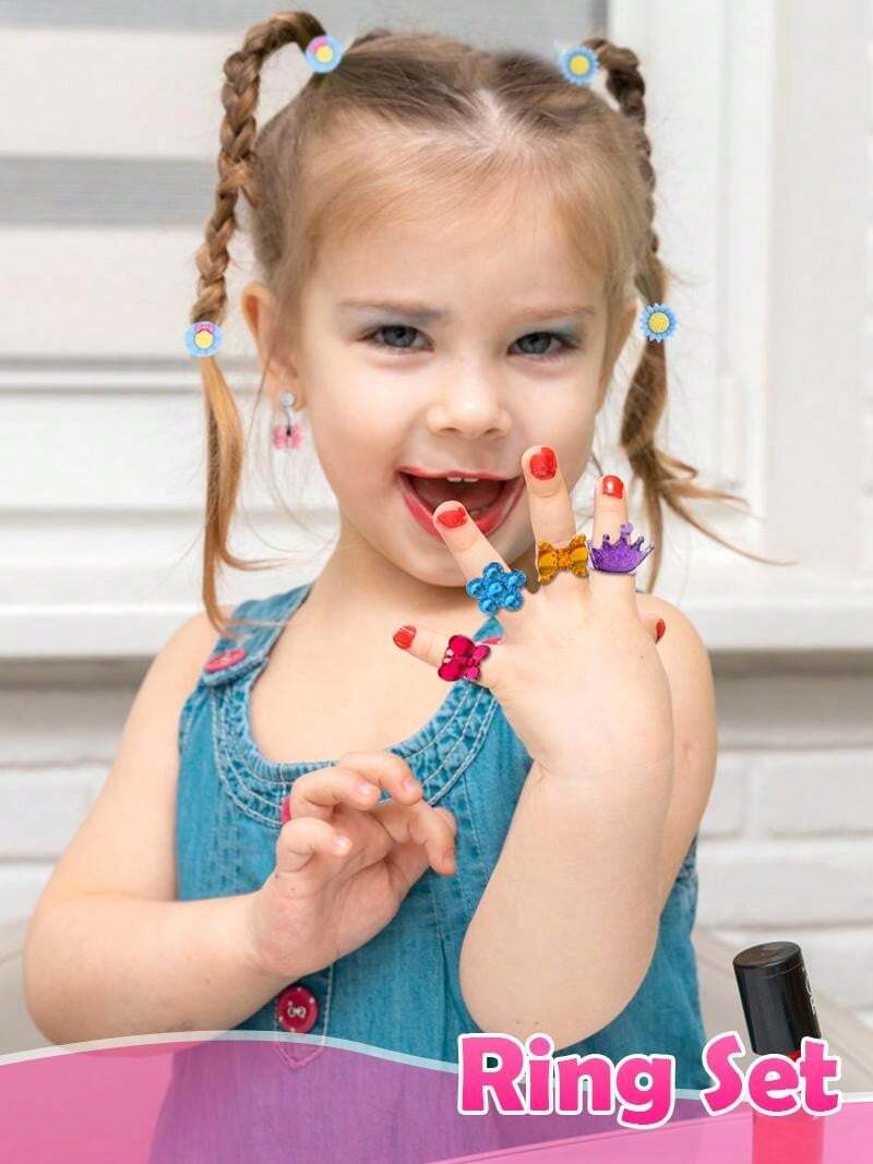 Kids Jewelry Toys For Girls Ages 3 4 5 6 7 8 9 10, Toddler Dress Up Play Jewelry Set, Princess Jewelry With Hair Clips & Hair Ties, Christmas Birthday Gifts For Girls 3-12 Years Old