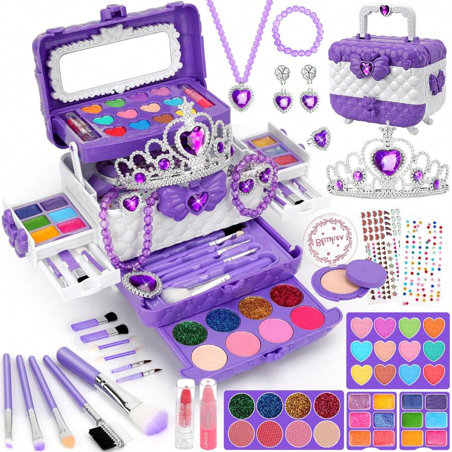 Kids Makeup Kit And Jewelry Set For Girl, Toys For Girls Ages 3 4 5 6 7 8 9 10, Ideal Gifts For Girls