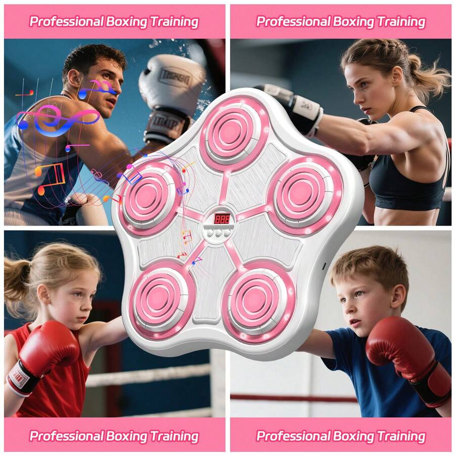 1 PC Smart Music Punching Machine, Height Adjustable, Rechargeable Indoor Workout Equipment With Gloves, Kids Music Punching Boxing Target To Replace Punching Bags, Birthday And Christmas Gifts Suitable For Adults And 3+ Kids