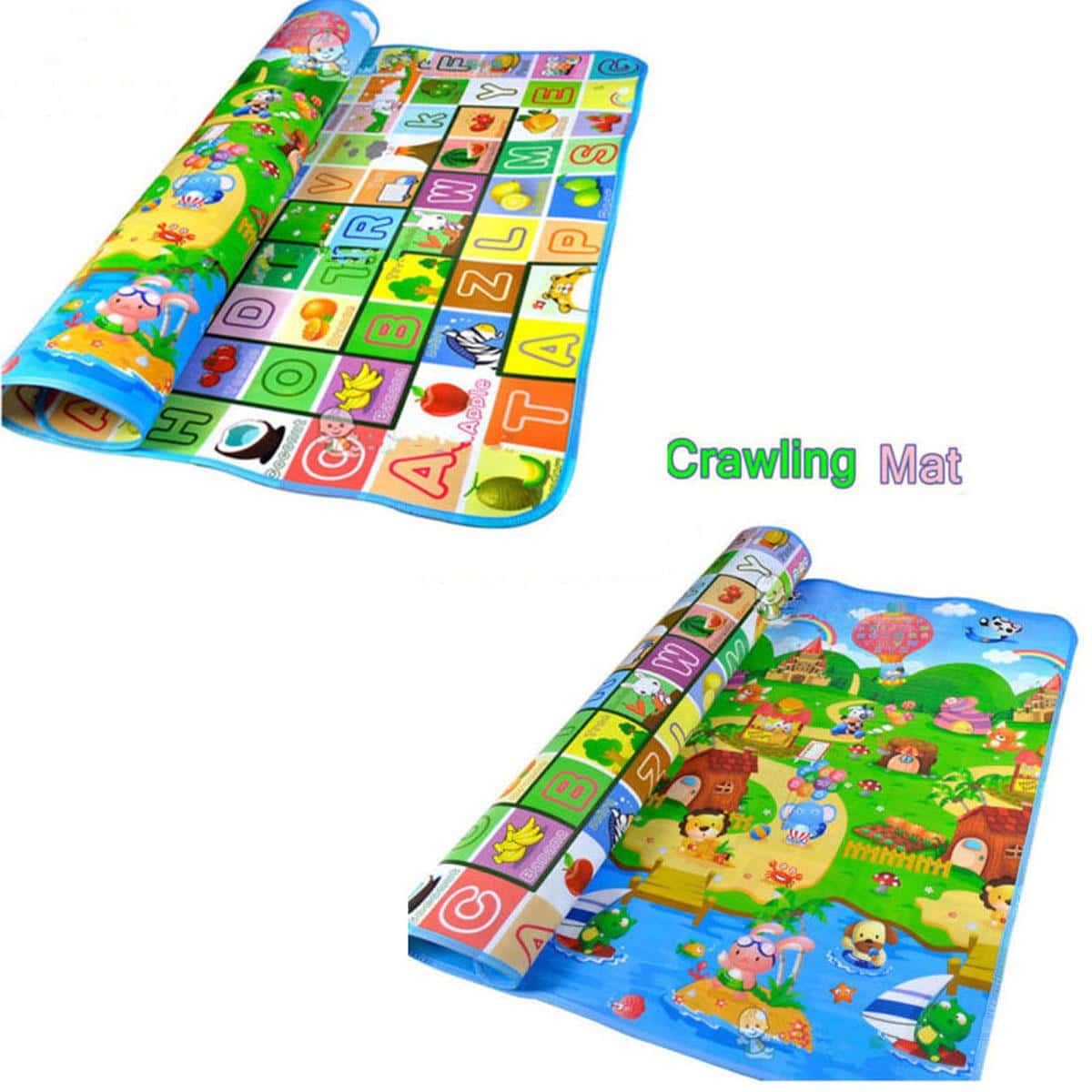 Baby Play Mat Kids Rug For Playroom, Floor Mat For Toddlers, Playtime Collection ABC, Fruit, Animals Educational Area Rugs For Kids Room Classroom Or Picnic