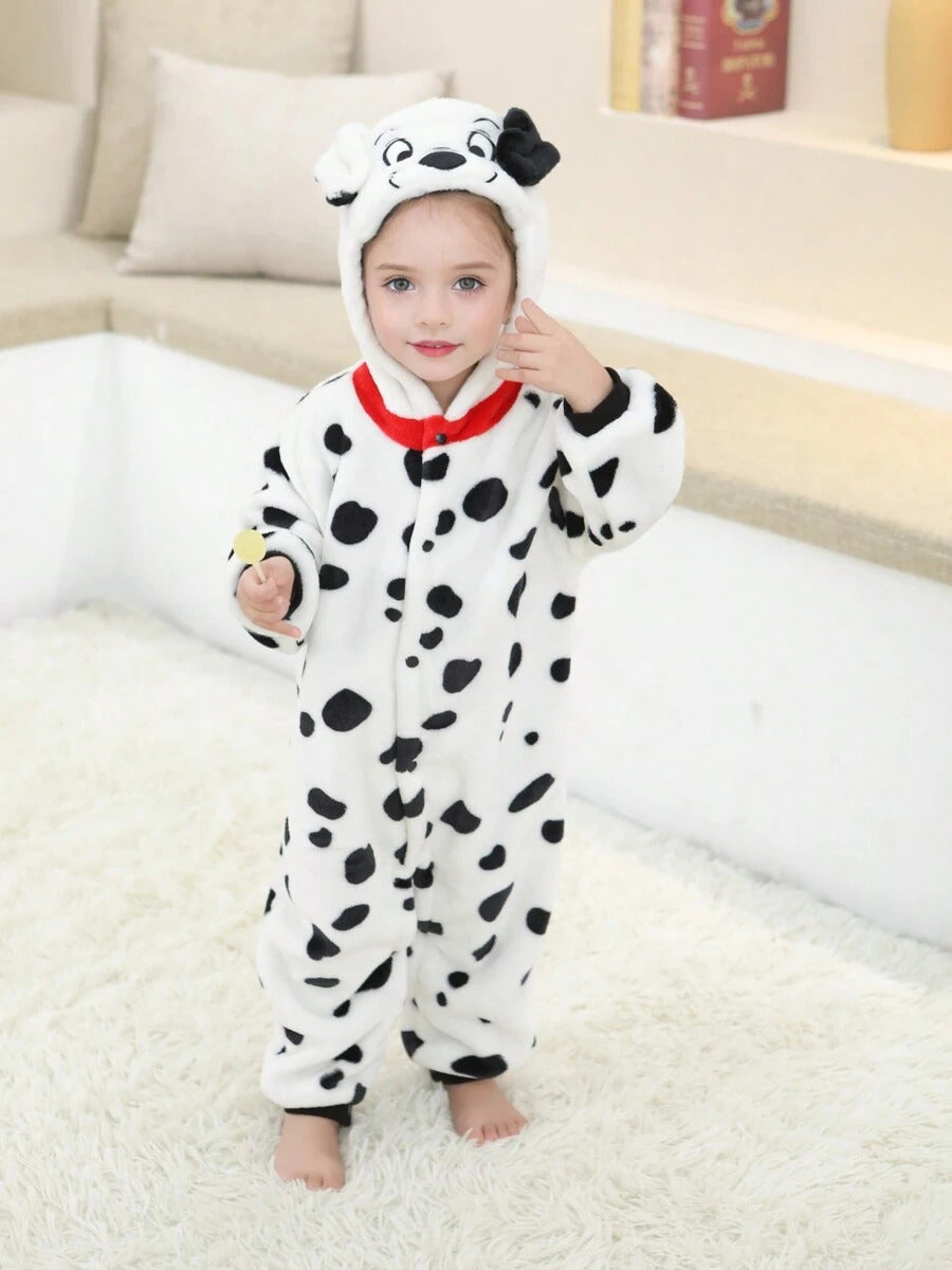 Spotted Dog Costume For Toddlers, Kids Animal Inspired Jumpsuit, Dress Up Playwear Outfit For Boys & Girls, Children's Cosplay Clothes