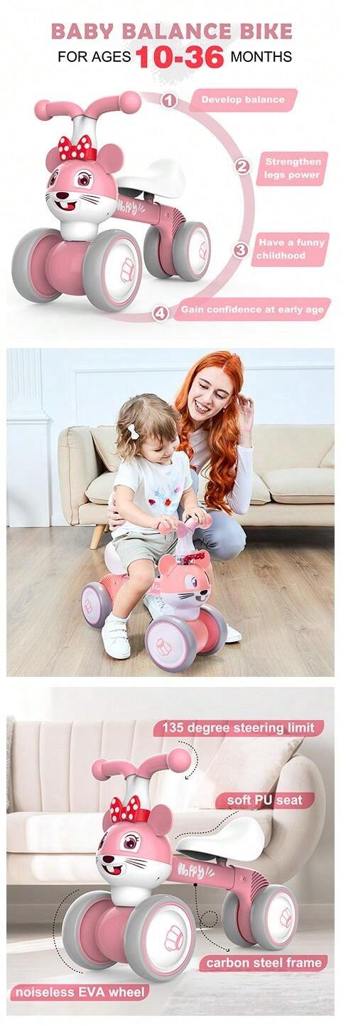 Baby Balance Bike Toys For 1 Year Old, Birthday Gifts For Boys And Girls, Silent Wheels & Non-Pedal Baby Walker Riding Toys For 10-36 Months Toddlers, Kids First Bike Gifts,Toys Baby Boy,Toddler,1year Old Toys