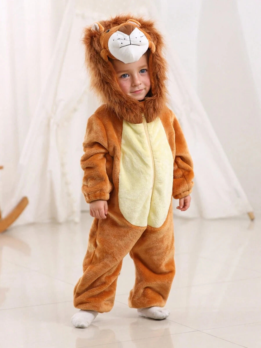 Lion Costume For Toddlers, Kids Animal Inspired Jumpsuit, Dress Up Playwear Outfit For Boys & Girls, Children's Cosplay Clothes