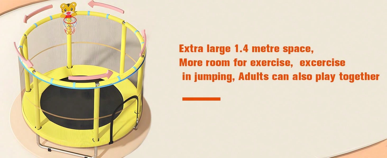 2025 Upgraded Kids Trampoline With Safety Enclosure,Indoor Outdoor Toddler Trampoline,55-Inch Kids Trampoline With Safety Net - Indoor And Outdoor Toddler Trampoline For Children Aged 3-8, With A Gap-Free Safety Design And Reinforced Jumping