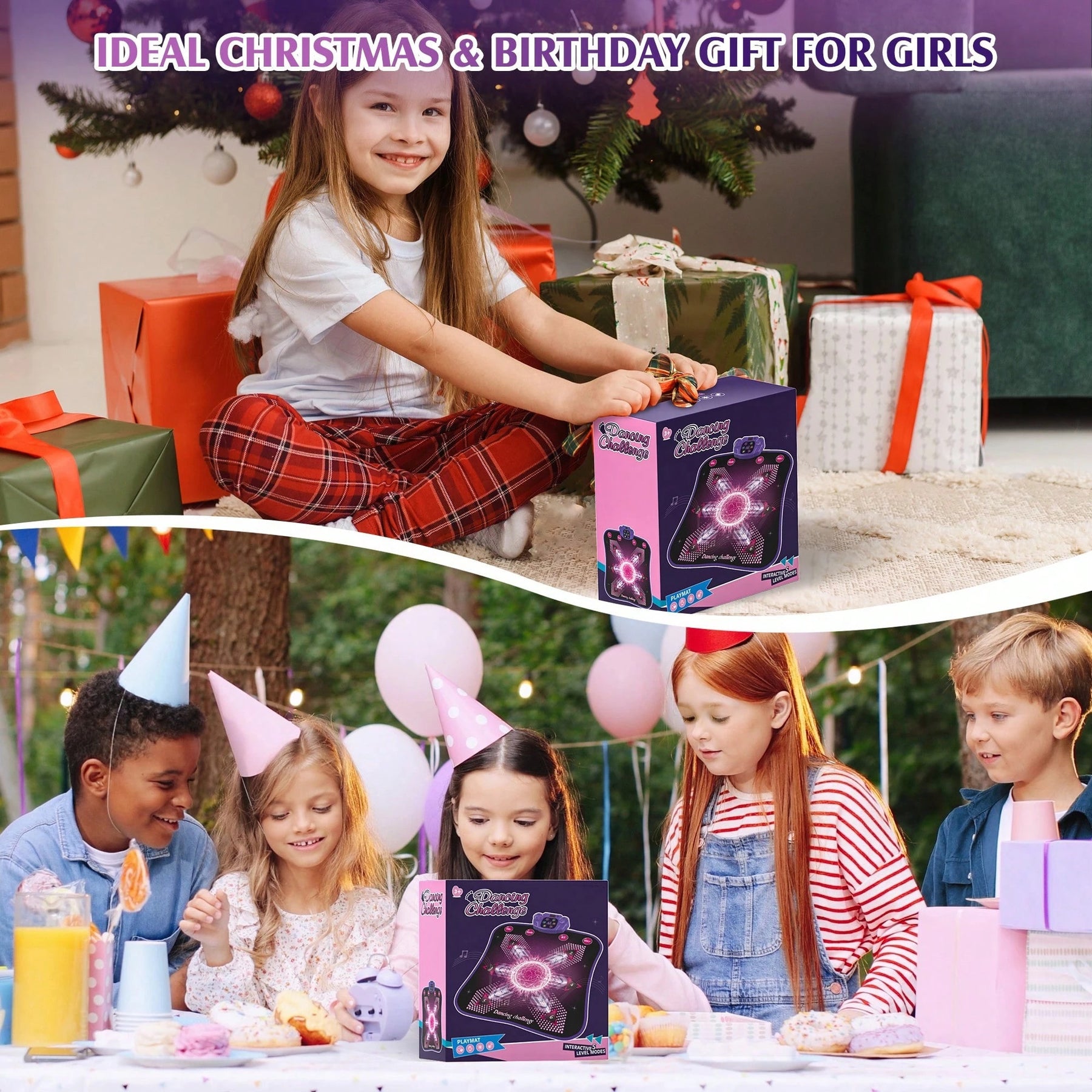 Dance Mat Toys For Girls,Pink Dance Pad With Light-Up 6-Button,5 Game Modes,Christmas & Birthday Gift For 4 5 6 7 8 9 10+ Year Old Kids