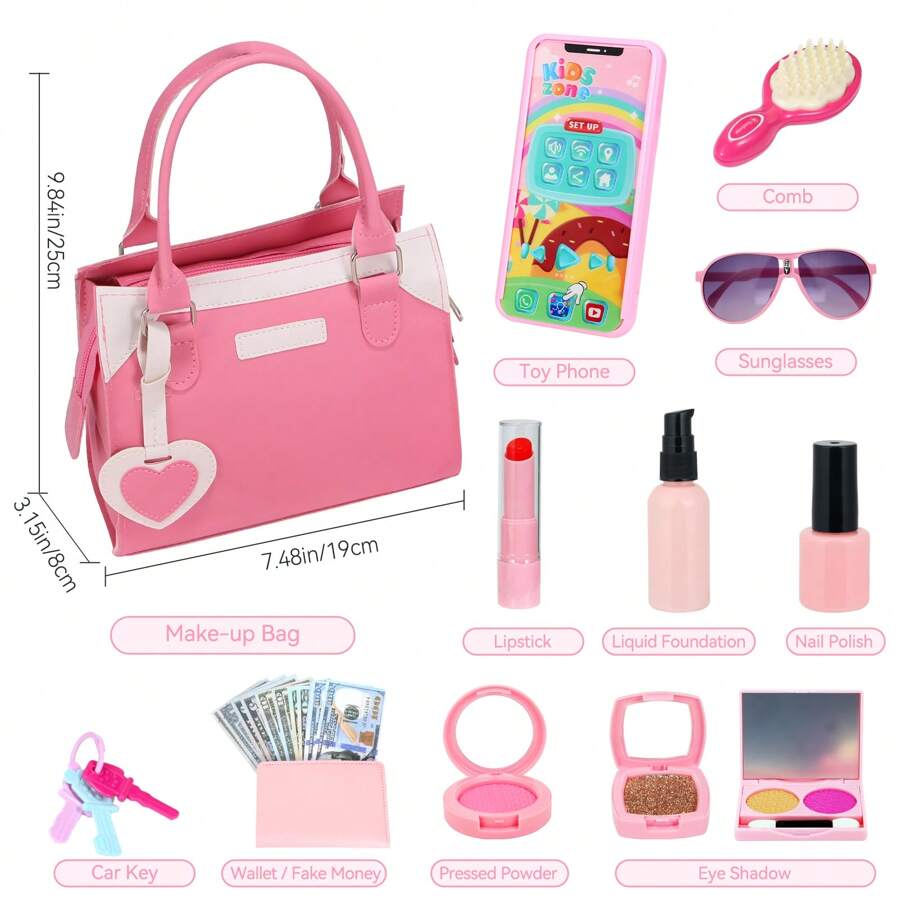 Play Purse For Little Girls, Pretend Princess PlayGirls Toys For 3 4 5 6 7 8 Year Old, Toddler Pursewith Accessories, Kids Toy Purse Birthday ForGirs Ages 3-5 4-5 6-8
