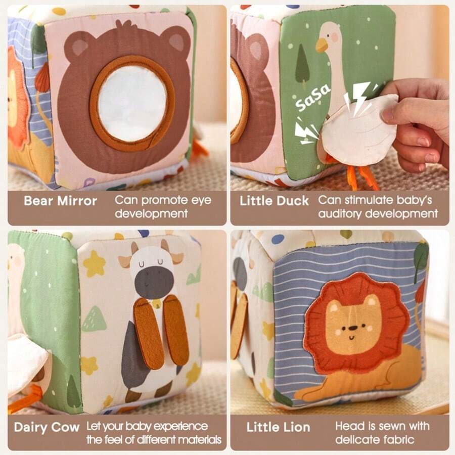 16 Pieces/Set Of Children's Puzzle Toys, Cotton Tissue Box Children's Toys, Sensory Toys, Cartoon Animal Shape Recognition Color Multifunctional Box