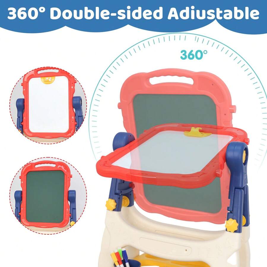 Art Easel For Kids, Adjustable Standing Rotatable Double Sided Easel With Painting Accessories For Toddlers Boys & Girls Age 2/3/4/5, Standing Toddler Art Easel, Ideal Birthday/Christmas/New Year Gifts