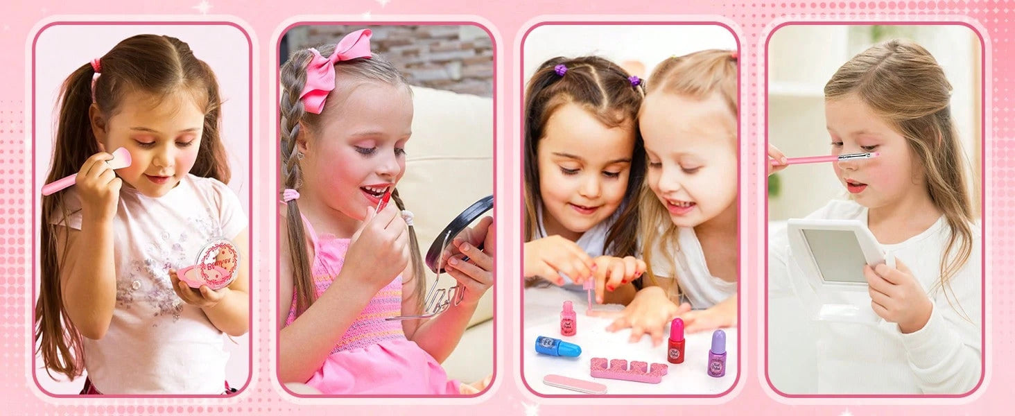 Cosmetics - Girls' Children's Makeup Set, Washable Girls' Makeup Set, Washable Children's Makeup Set, Cosmetics Gift Set, Suitable As A Birthday Or Christmas Gift For Girls Aged 3 And Above.