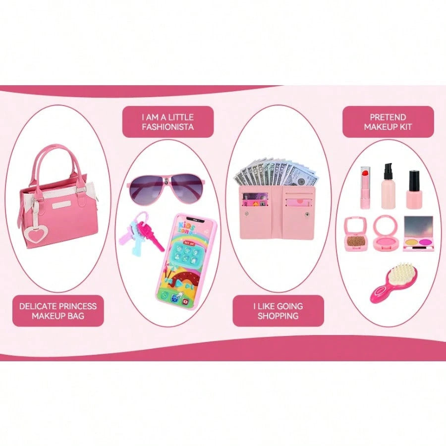 Play Purse For Little Girls, Pretend Princess PlayGirls Toys For 3 4 5 6 7 8 Year Old, Toddler Pursewith Accessories, Kids Toy Purse Birthday ForGirs Ages 3-5 4-5 6-8
