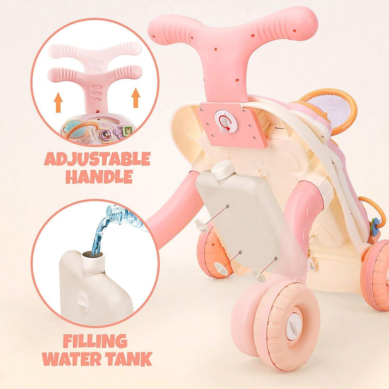 3 In 1 Baby Walker And Activity Center For Baby Girl,Toddler, Learning To Walk, Sit To Stand, Early Learning Push Toys For Infant 6-12 Months Pink