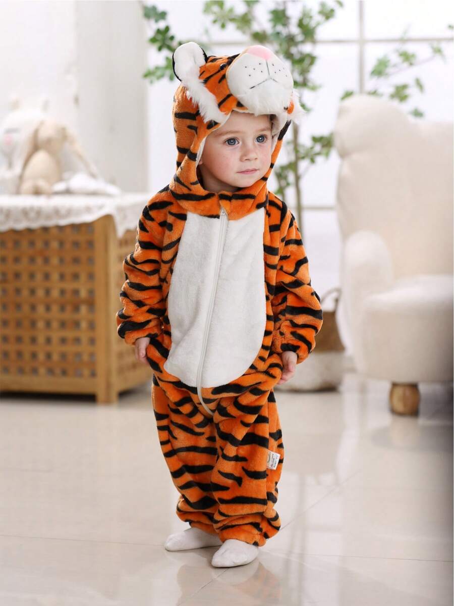 Tiger Costume For Kids & Toddlers, Animal Fancy Dress Costume Outfit Hooded Romper Jumpsuit
