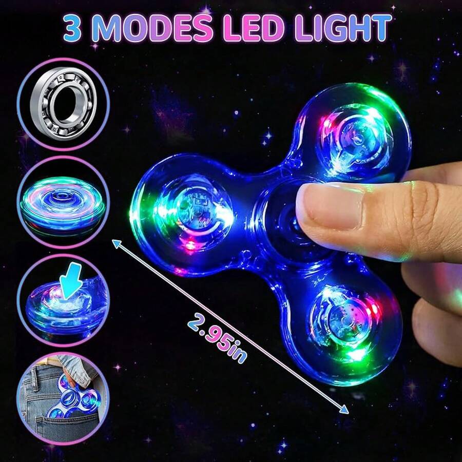 Light Up Sensory Fidget Toys 4-8 8-12, Classroom Prizes LED Glow In Dark Hand ADHD Autism Boys Girls 3-5 Birthday Gifts