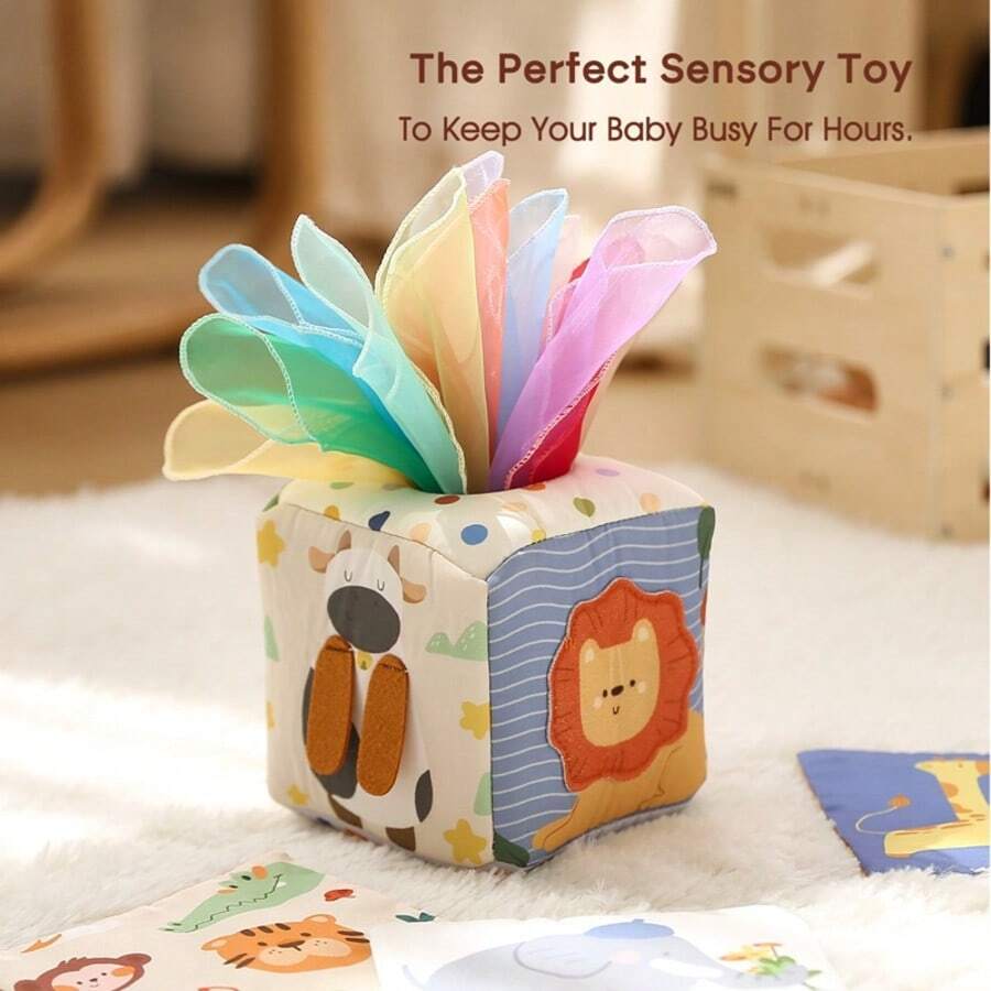 16 Pieces/Set Of Children's Puzzle Toys, Cotton Tissue Box Children's Toys, Sensory Toys, Cartoon Animal Shape Recognition Color Multifunctional Box