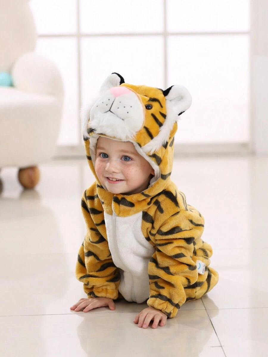 Tiger Costume For Kids & Toddlers, Animal Fancy Dress Costume Outfit Hooded Romper Jumpsuit