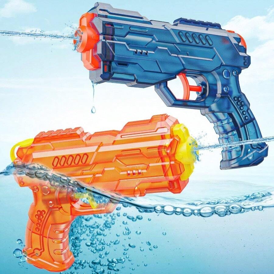 Gun - Leakproof Squirt Gun Adults Summer Blaster Soaker Small Guns Toys, 2 Pack Watergun Pool Beach Outdoor Fighting Blue Orange