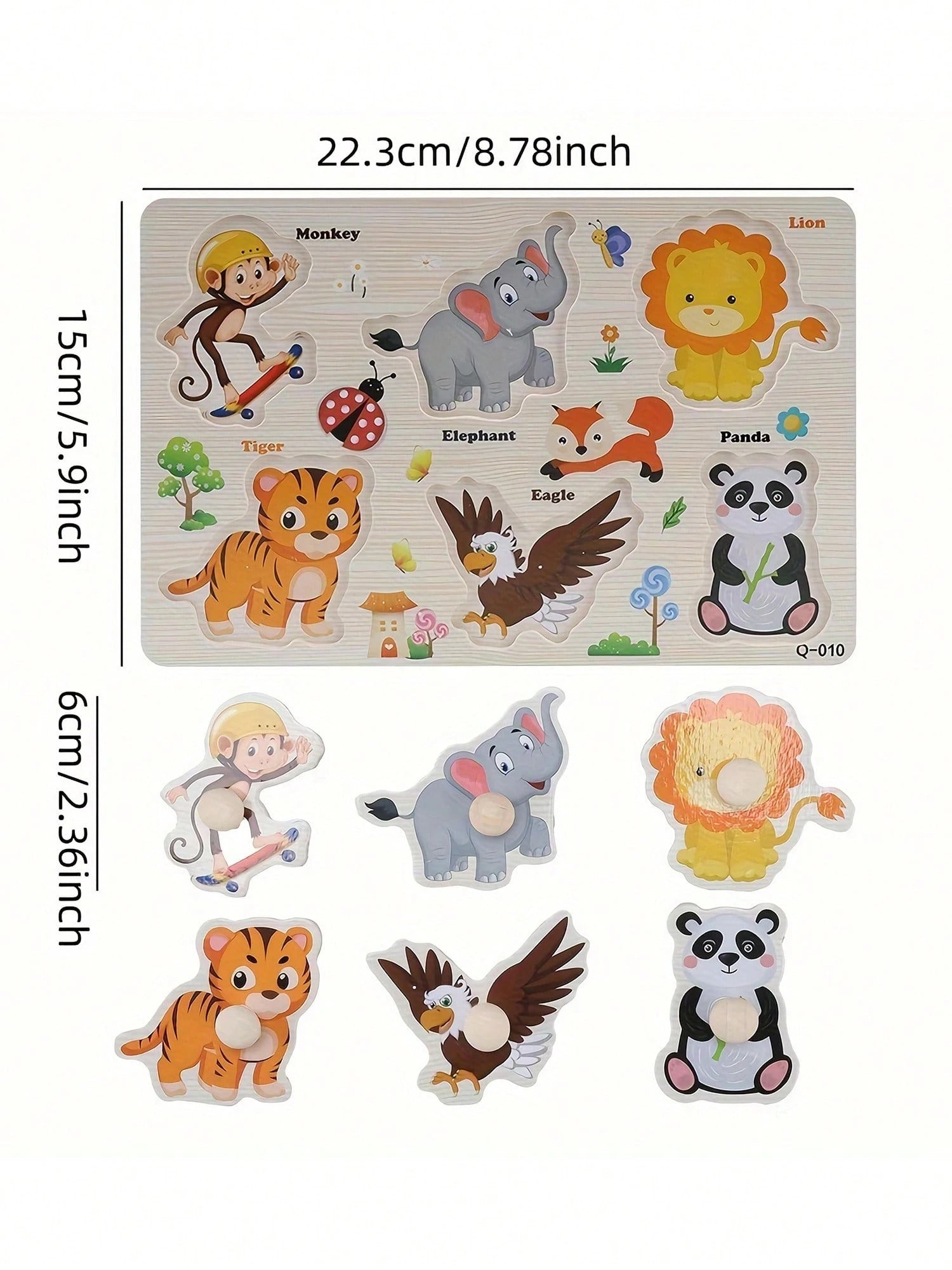 Children'S Educational Jigsaw Puzzle Toys, Wooden Fun Hand-Held Board, Animals, Farms, Dinosaurs, Numbers And Other Patterns, Interesting Teaching, Exercise Color Shape Recognition And Matching, Birthday Gifts For Boys And Girls