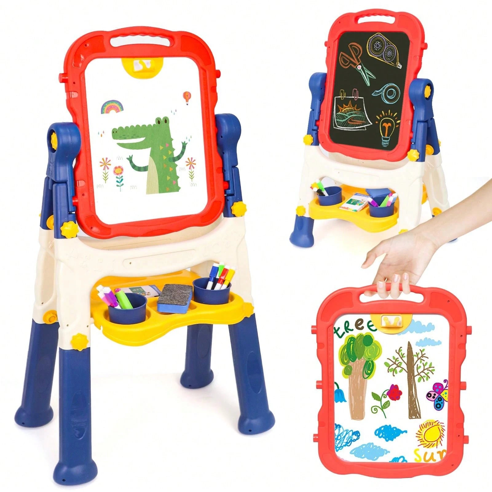 Art Easel For Kids, Adjustable Standing Rotatable Double Sided Easel With Painting Accessories For Toddlers Boys & Girls Age 2/3/4/5, Standing Toddler Art Easel, Ideal Birthday/Christmas/New Year Gifts