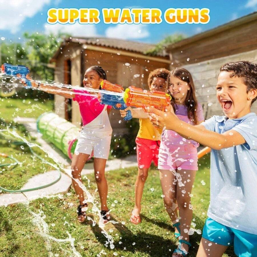 Gun - Leakproof Squirt Gun Adults Summer Blaster Soaker Small Guns Toys, 2 Pack Watergun Pool Beach Outdoor Fighting Blue Orange