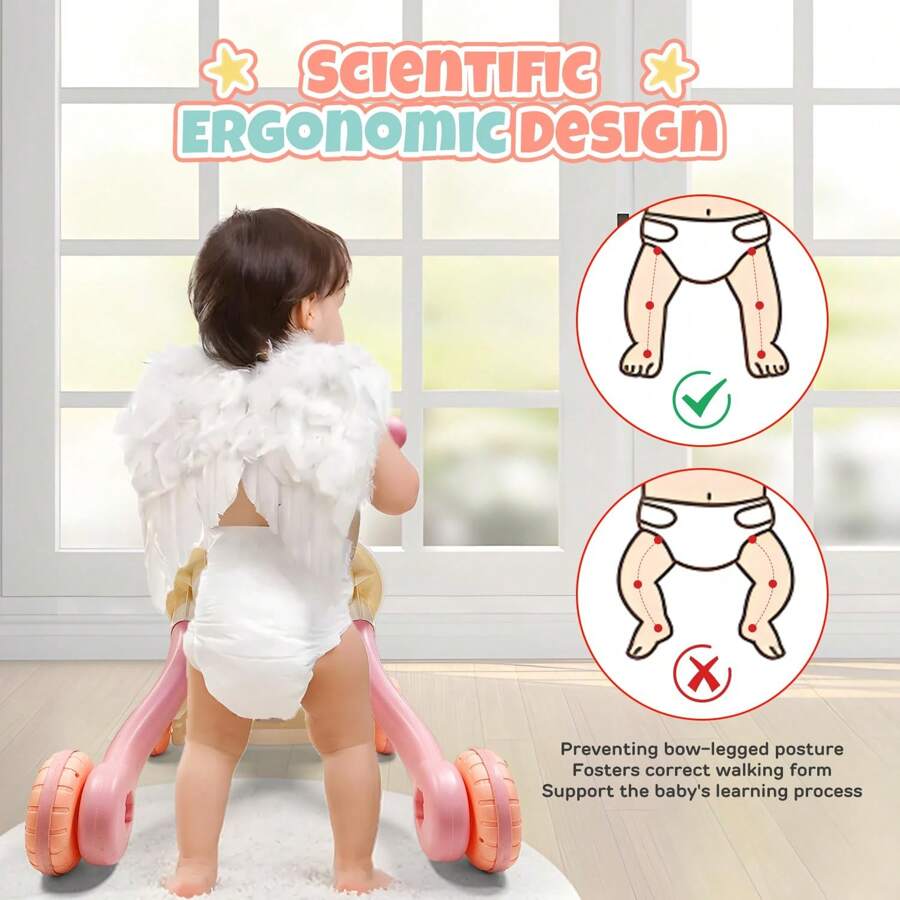 3 In 1 Baby Walker And Activity Center For Baby Girl,Toddler, Learning To Walk, Sit To Stand, Early Learning Push Toys For Infant 6-12 Months Pink