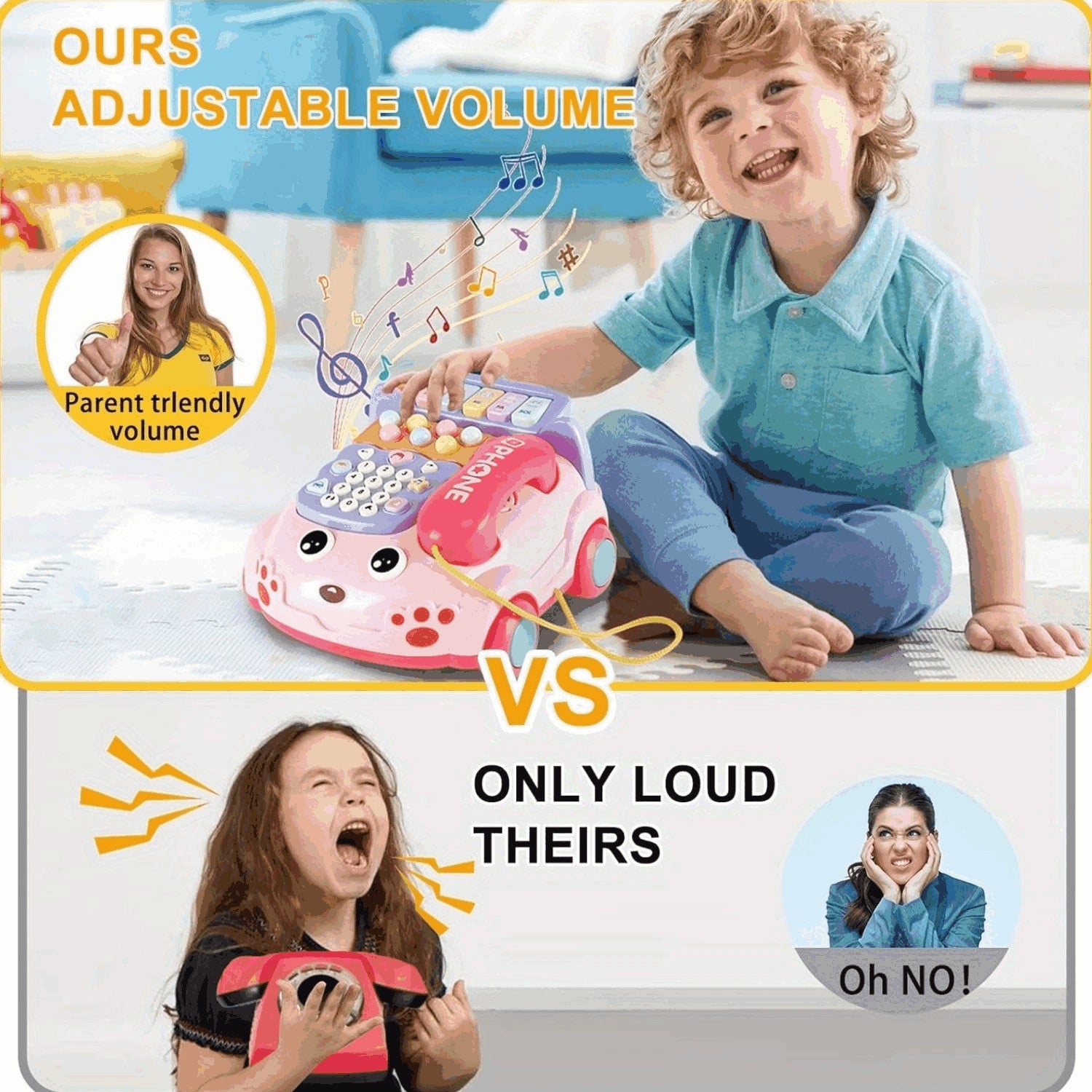 Baby Phone Toy, Baby Toy Phone Cartoon Baby Piano Music Light Toy Children Pretend Phone, Kids Cell Phone Girl With Light Parent-Child Interactive Toy Gift Game Boy Girl Early Education Gift Pink