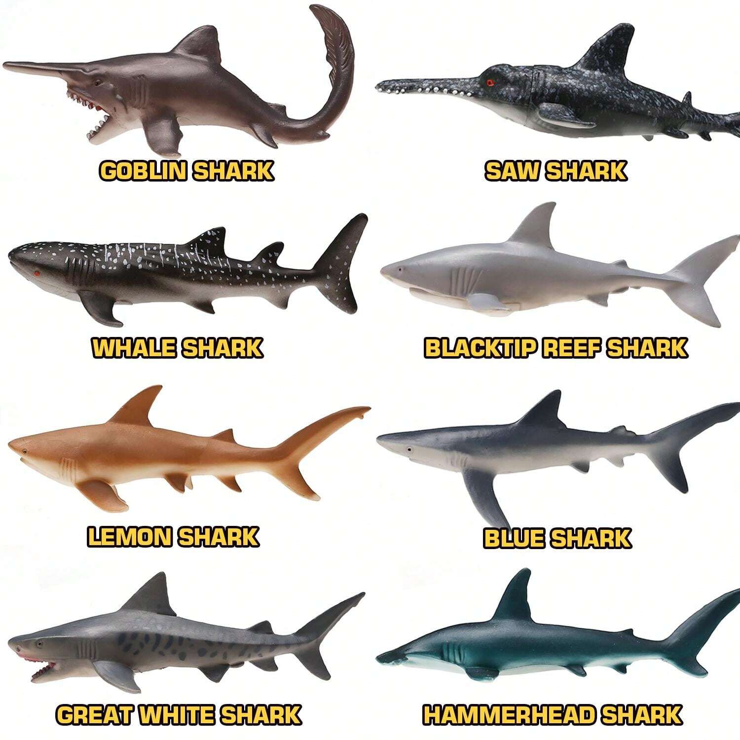 8 Pack Shark Toys With Educational Booklet, Soft Plastic Realistic Shark Figure Set For Kid, Ocean Sea Animal Party Favor, Pool Bath Tub Toy For Toddler Child Boy Girl, Birthday Gift Room Decoration