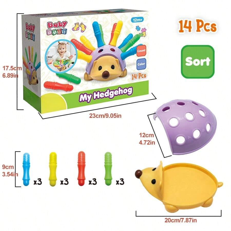 Toddler Learning Toys - Fine Hand Hedgehog, Fine Motor Toys, Over 12 Months Old, 14-Piece Set, Toddler Toys, Essential Toys For Newborns, Children's Day Gifts, Special Promotion In Summer, Kids Toys
