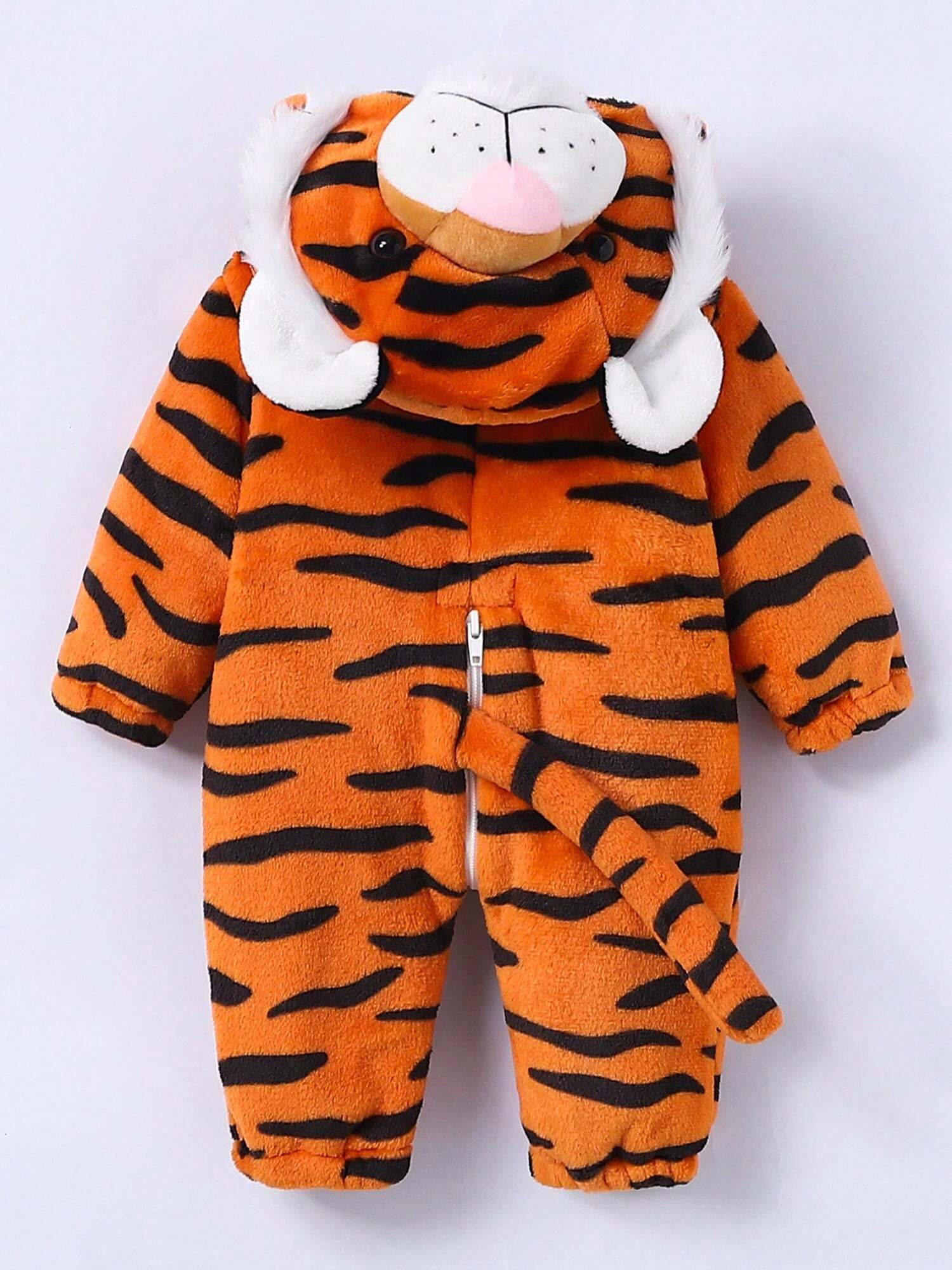 Tiger Costume For Kids & Toddlers, Animal Fancy Dress Costume Outfit Hooded Romper Jumpsuit