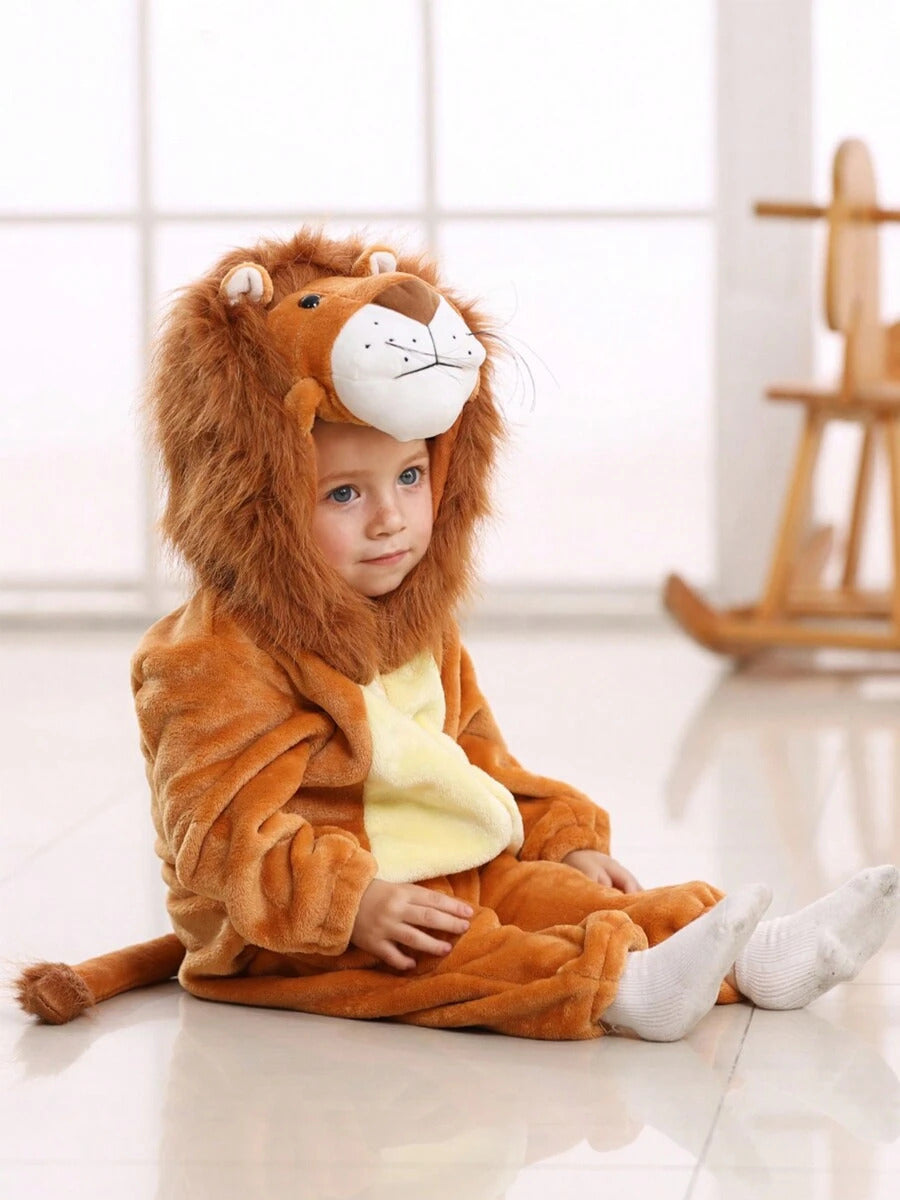 Lion Costume For Toddlers, Kids Animal Inspired Jumpsuit, Dress Up Playwear Outfit For Boys & Girls, Children's Cosplay Clothes