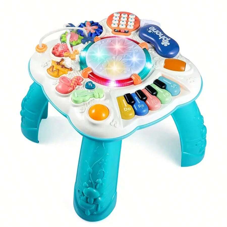 Children's Interactive Luminous Music Activity Table - Adjustable And Detachable Legs, Simulated Piano Keys, Sensory Training Toys,