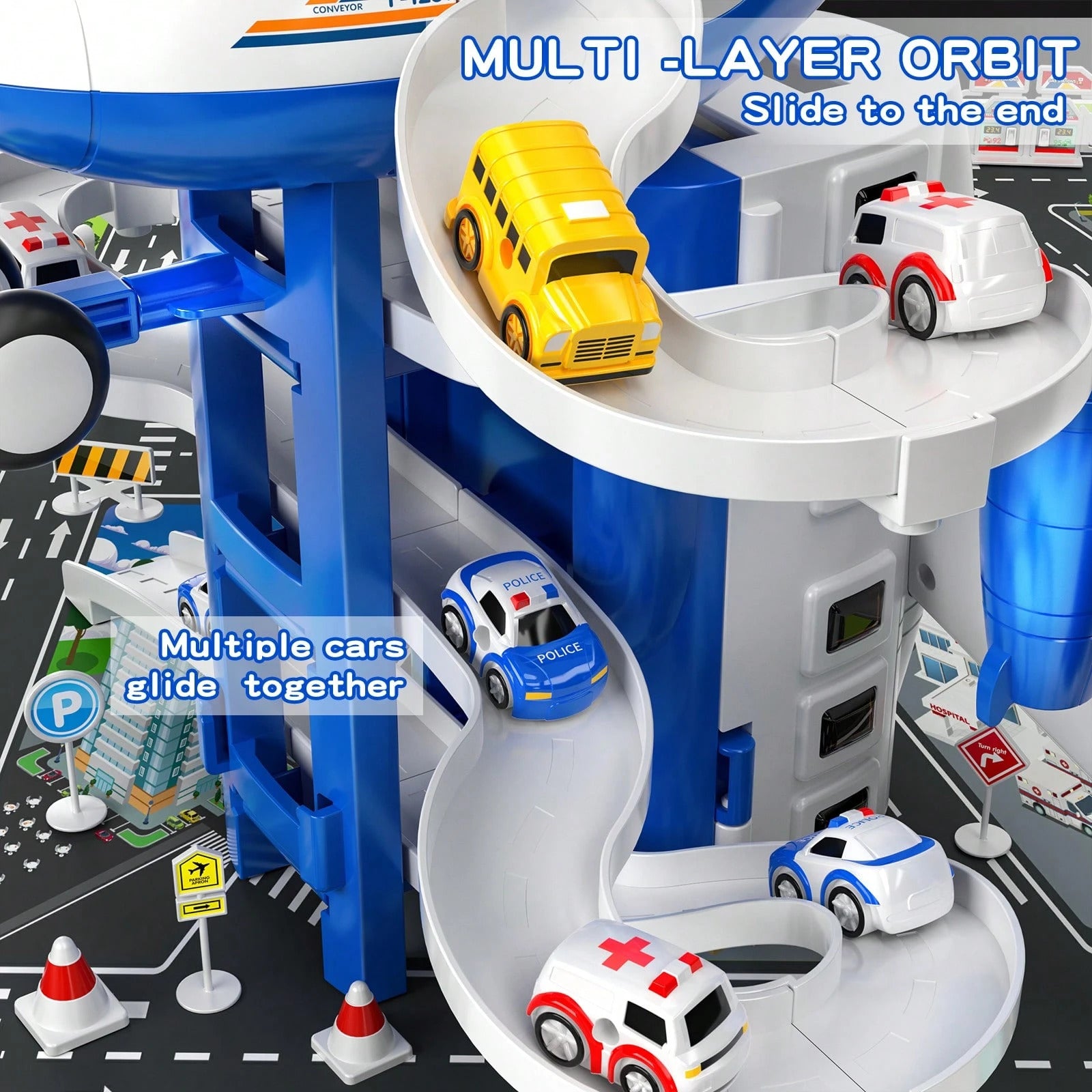 Kid's Airplane Car Toys With Music & Lighting,Two Gameplays: Aircraft Model & Track Racing Car,Science Education Toy,Christmas Birthday Gift For Kid Aged 4 5 6 7