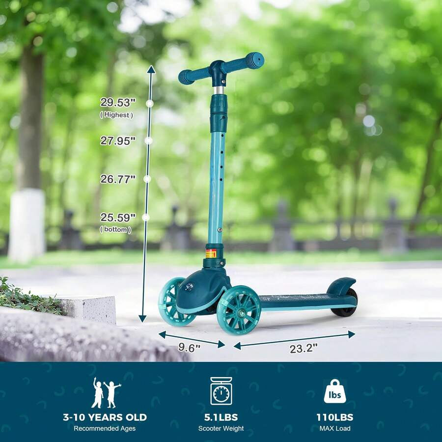 3-10 Year Old Kids Kick Scooter With Brake - Adjustable Height Handlebar, Lightweight Aluminum Frame, Wide Non-Slip Deck
