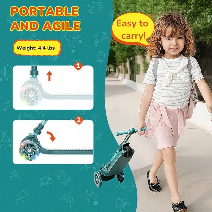 3-10 Year Old Kids Kick Scooter With Brake - Adjustable Height Handlebar, Lightweight Aluminum Frame, Wide Non-Slip Deck