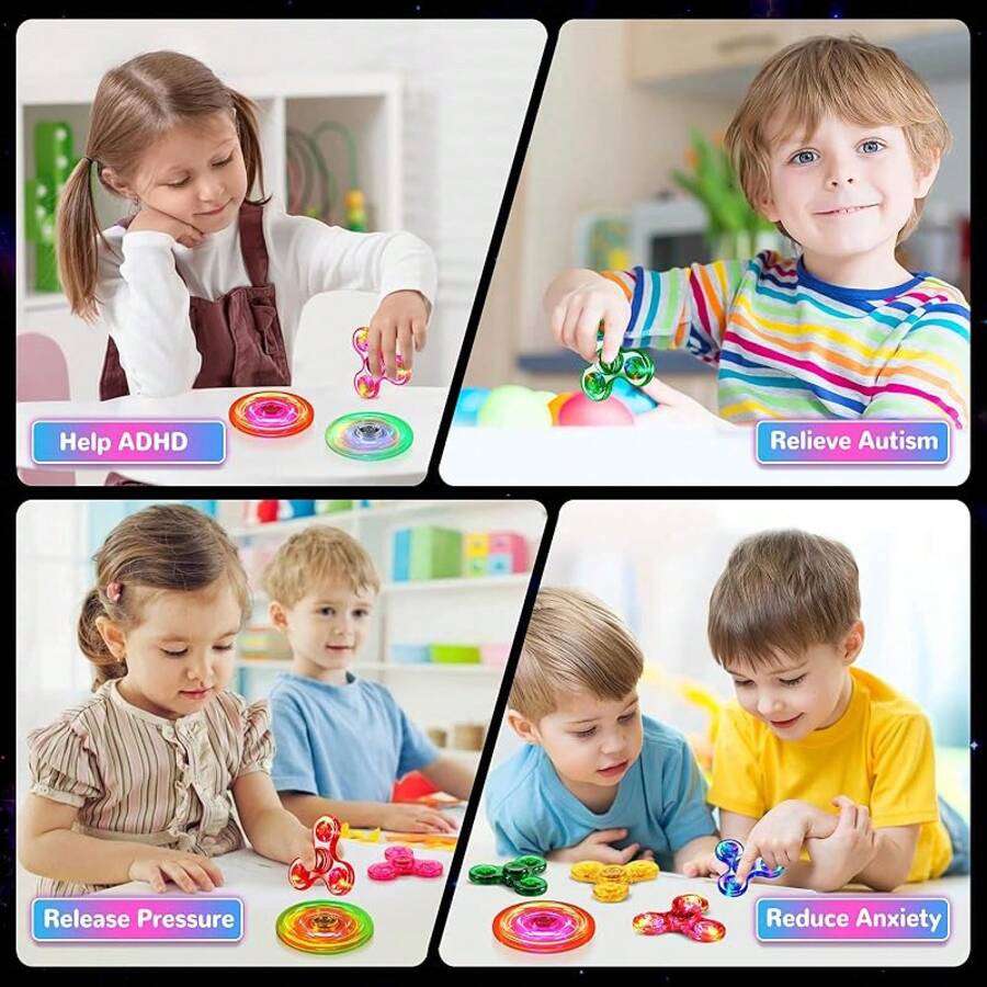Light Up Sensory Fidget Toys 4-8 8-12, Classroom Prizes LED Glow In Dark Hand ADHD Autism Boys Girls 3-5 Birthday Gifts