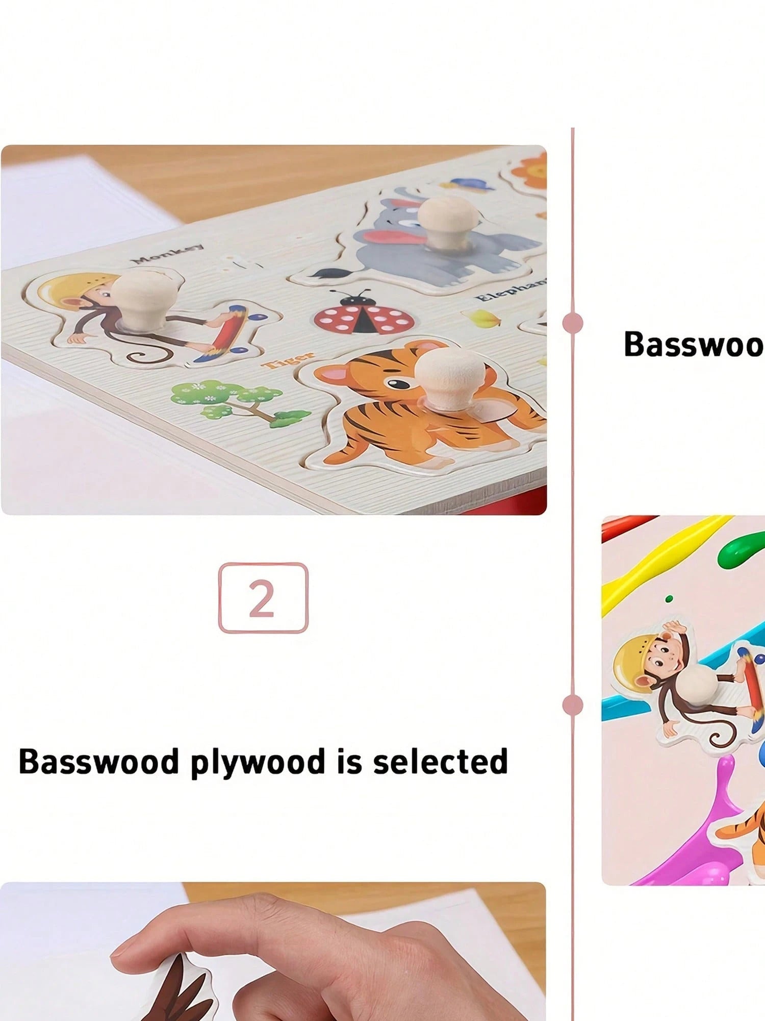 Children'S Educational Jigsaw Puzzle Toys, Wooden Fun Hand-Held Board, Animals, Farms, Dinosaurs, Numbers And Other Patterns, Interesting Teaching, Exercise Color Shape Recognition And Matching, Birthday Gifts For Boys And Girls