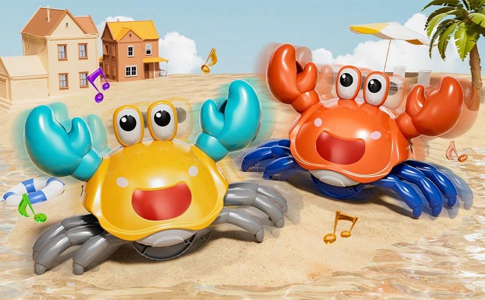 Dancing Moving Crawling Crab Toy Musical,Interactive Walking Dancing Toy With Music Light Automatically Avoid Obstacles,Fun Moving Toy For Babies And Kids Crawling Crab Baby Toy Automatically Avoid Obstacles,Sensory Walking Crab Toy For Birthday Gifts
