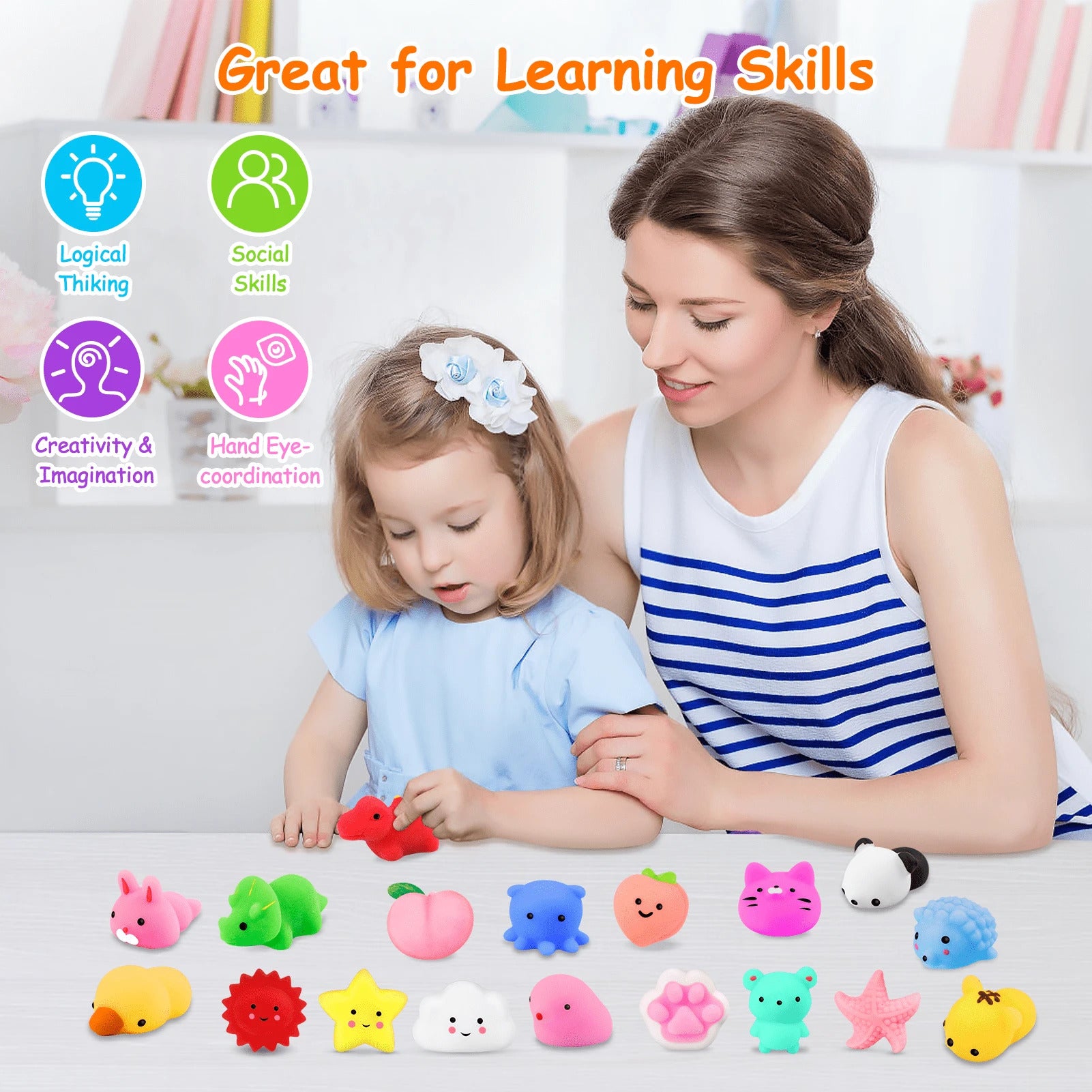 65Pcs Squishy Toys For Kids, Mini Kawaii Mochi Squishies Party Favors, Cute Animal Stress Relief Toys, Classroom Prizes, Christmas Goodie Bag Fillers, Birthday Gifts, Desk Decorations
