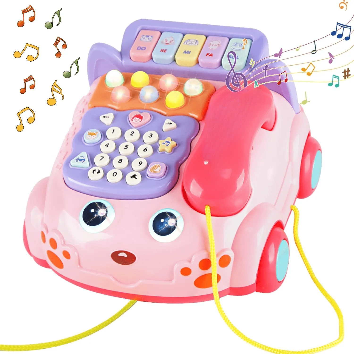 Baby Phone Toy, Baby Toy Phone Cartoon Baby Piano Music Light Toy Children Pretend Phone, Kids Cell Phone Girl With Light Parent-Child Interactive Toy Gift Game Boy Girl Early Education Gift Pink