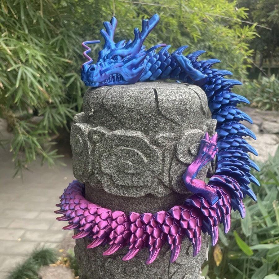 35.4 Inch Chinese Loong Model Set, 3D Printing Movable Dragon Tabletop Decorations&Decompression Toys, Flexible Joints, Which Help The Development Of Creativity And Imagination
