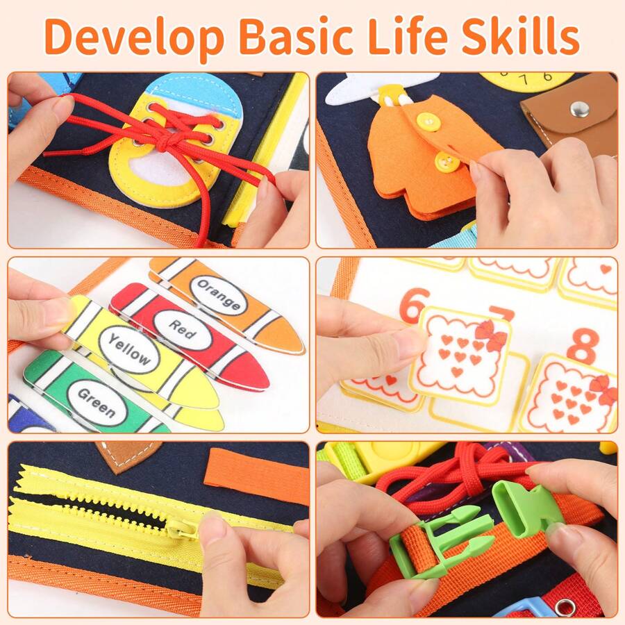 3 Pages/4 Pages Sensory Activity Board, Quiet Book, Toys, Life Tips, Educational Learning Toys, Color, Shape, Distinguishing Letters, Matching Games, Felt Toys, Christmas Halloween Birthday Gifts