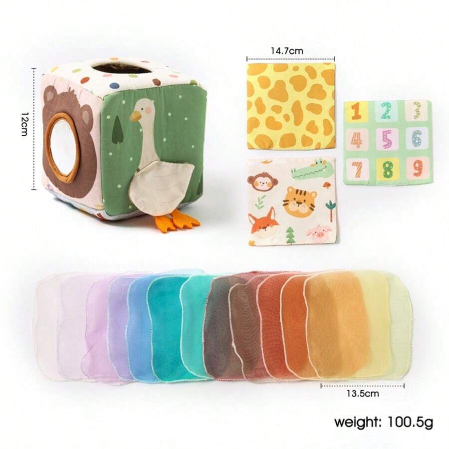 16 Pieces/Set Of Children's Puzzle Toys, Cotton Tissue Box Children's Toys, Sensory Toys, Cartoon Animal Shape Recognition Color Multifunctional Box