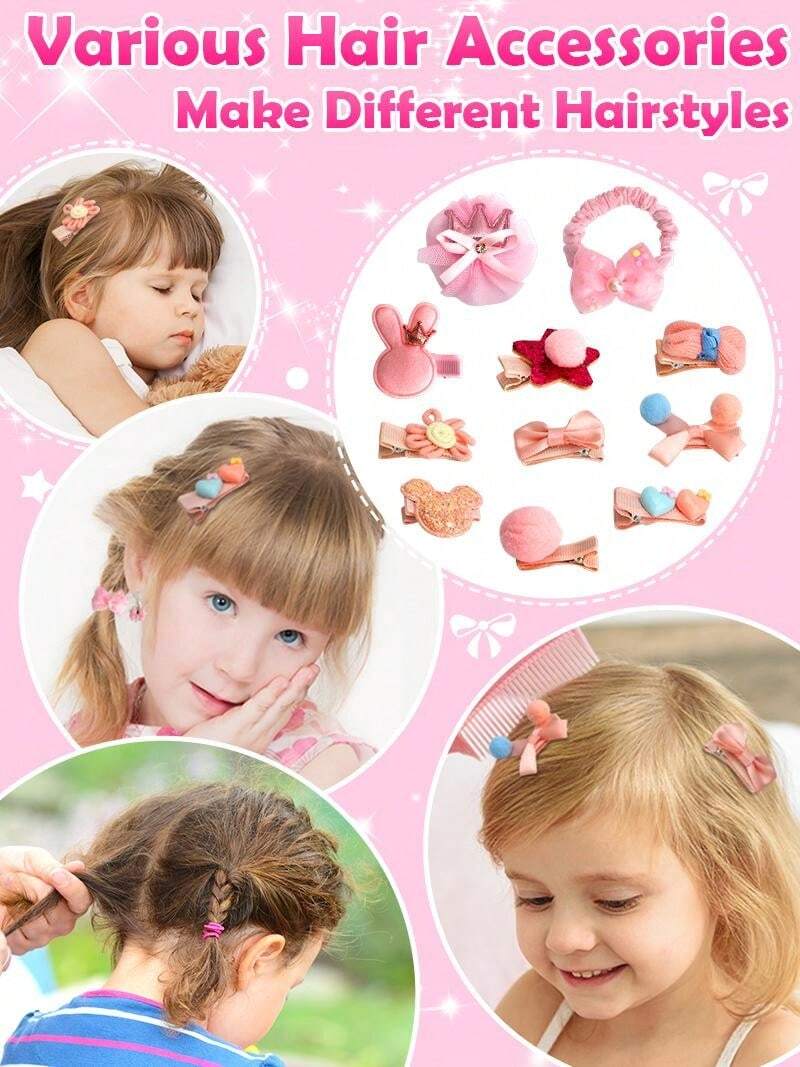 Kids Jewelry Toys For Girls Ages 3 4 5 6 7 8 9 10, Toddler Dress Up Play Jewelry Set, Princess Jewelry With Hair Clips & Hair Ties, Christmas Birthday Gifts For Girls 3-12 Years Old