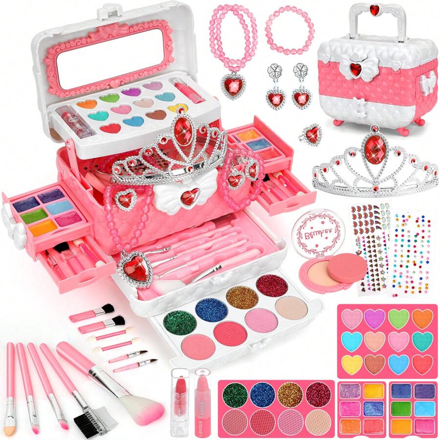 Kids Makeup Kit And Jewelry Set For Girl, Toys For Girls Ages 3 4 5 6 7 8 9 10, Ideal Gifts For Girls