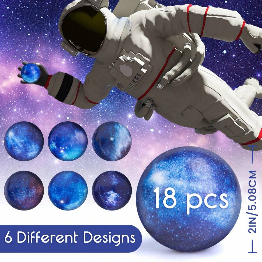 18pcs Stress Balls Space Foam Stress Balls , 2 Inch Durable Polyester Sensory Toys, Perfect For Birthday Party FavorsGift, School Prizes, Classroom Rewards, Halloween Christmas Gift