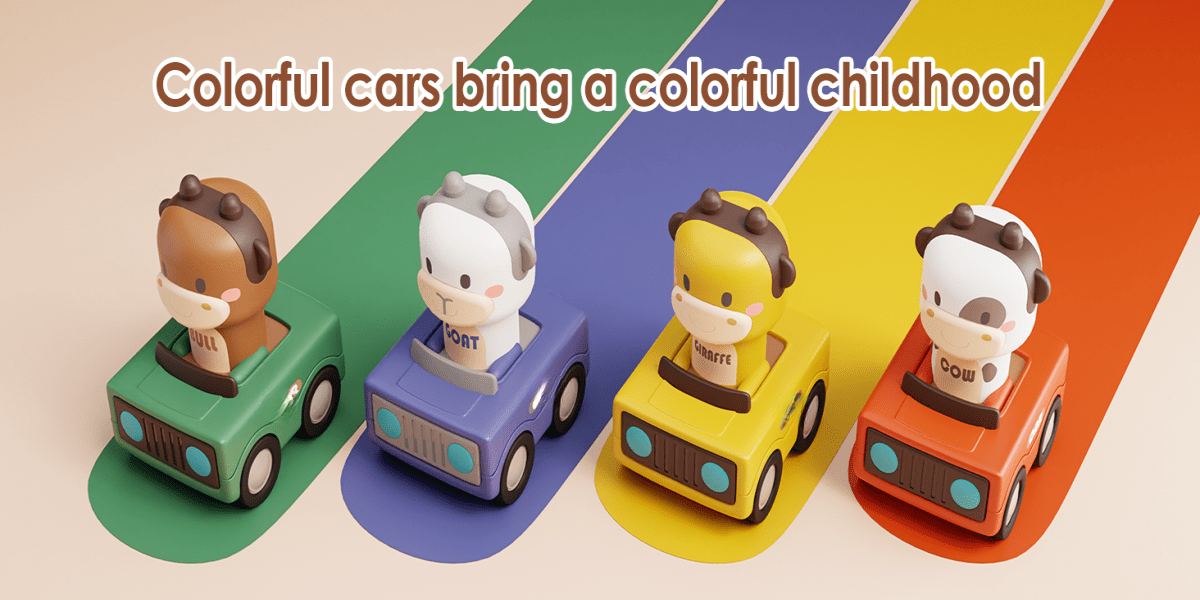 Press To Go Car Toys For Toddlers 1-3, Baby Animal Racing Cars, Infant Play Vehicle Set, BabyPush Go Friction Car Toys For 18+ Months, Birthday Gifts For 1-2 Years Old Boys