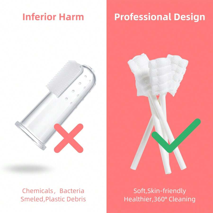 Baby Tongue Cleaner, Newborn Toothbrush, Disposable Infant Toothbrush Clean Mouth,Gauze Gum Cleaner Oral Cleaning Stick Dental Care For 0-36 Month