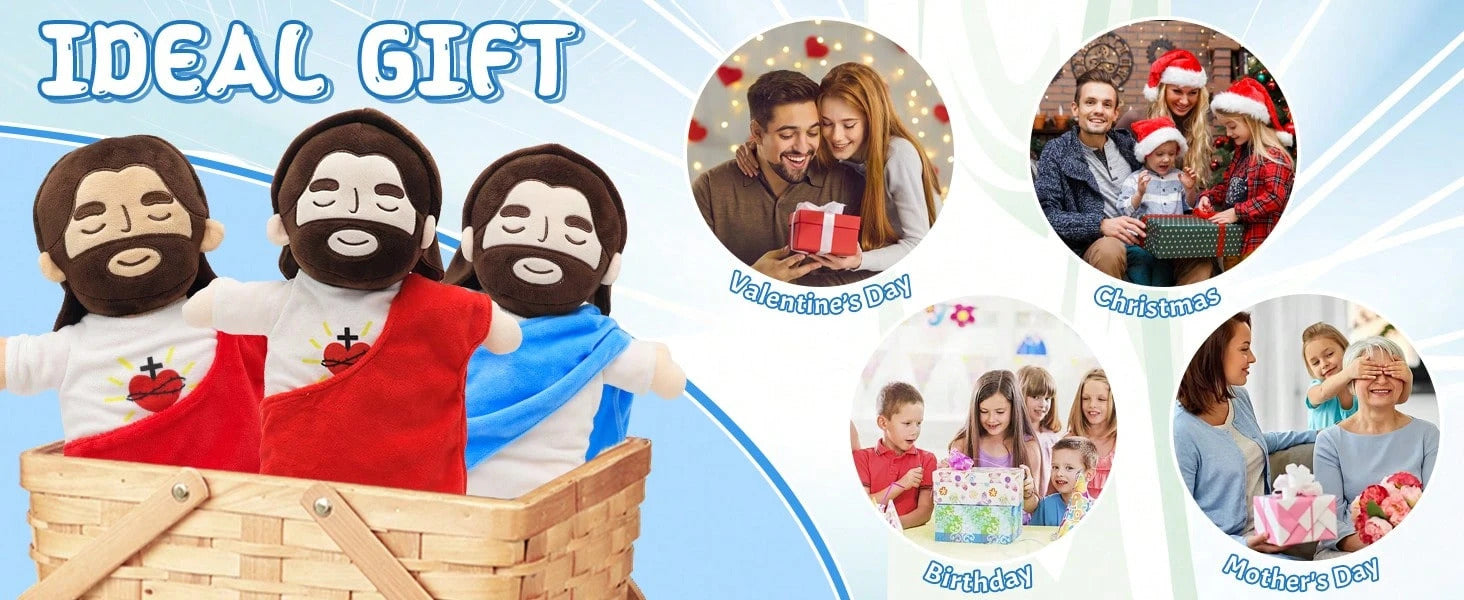 1pc Christmas Jesus Plush Doll Stuffed Kids Singing ,Breathing, Belly Glow Savior Plush Toys Party Favors For Boys And Grils Companion Toys