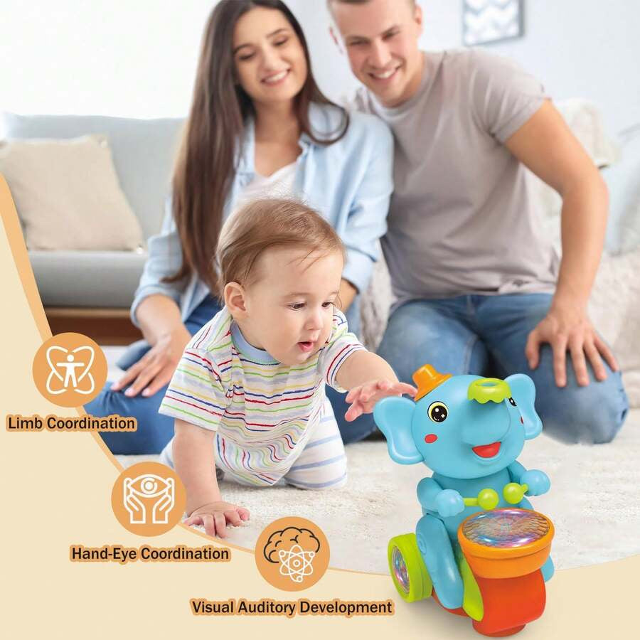 Baby Musical Crawling Toy With Lights, Sounds, Blowing Ball, Infant Sensory Toys, Birthday Gifts For Kids Boy Girl 3+ Years