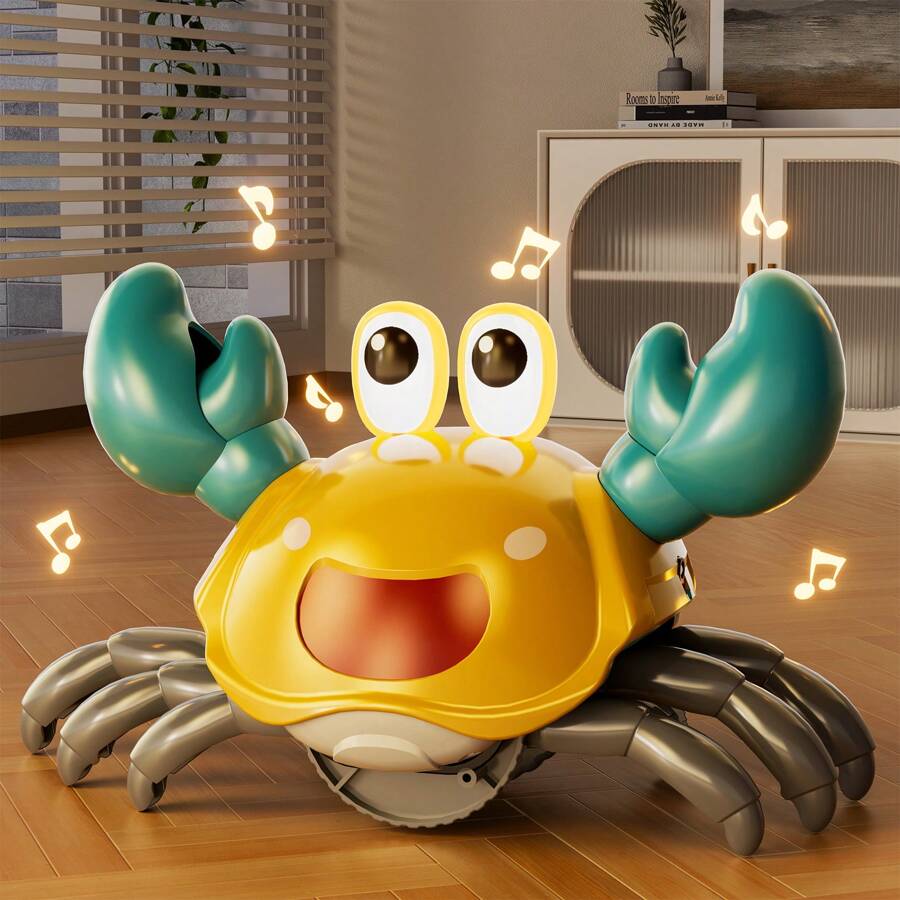 Dancing Moving Crawling Crab Toy Musical,Interactive Walking Dancing Toy With Music Light Automatically Avoid Obstacles,Fun Moving Toy For Babies And Kids Crawling Crab Baby Toy Automatically Avoid Obstacles,Sensory Walking Crab Toy For Birthday Gifts